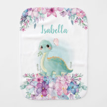 Cute Floral Watercolor Baby Dinosaur For Girl