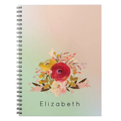 Cute Floral Watercolor Bouquet Personalized Notebook