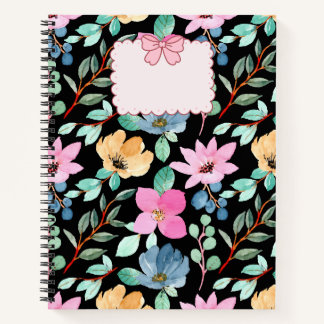 Cute Floral Watercolor Notebook Cover
