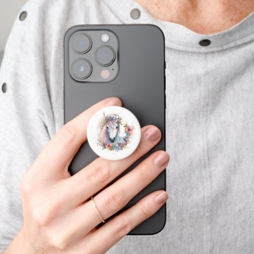 Cute Floral Watercolor Pony Horse Kids PopSocket