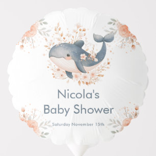 Cute Floral Whale Baby Shower Balloon