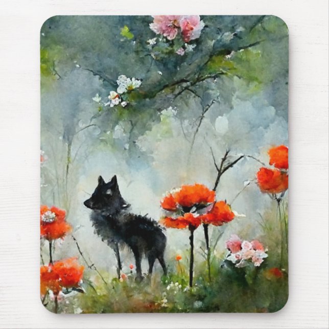 Cute floral wild animal  mouse pad (Front)