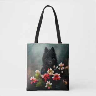 Cute floral wild animal tote bag