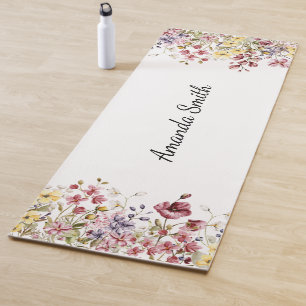 Cute Floral Wild Flowers Name Yoga Mat