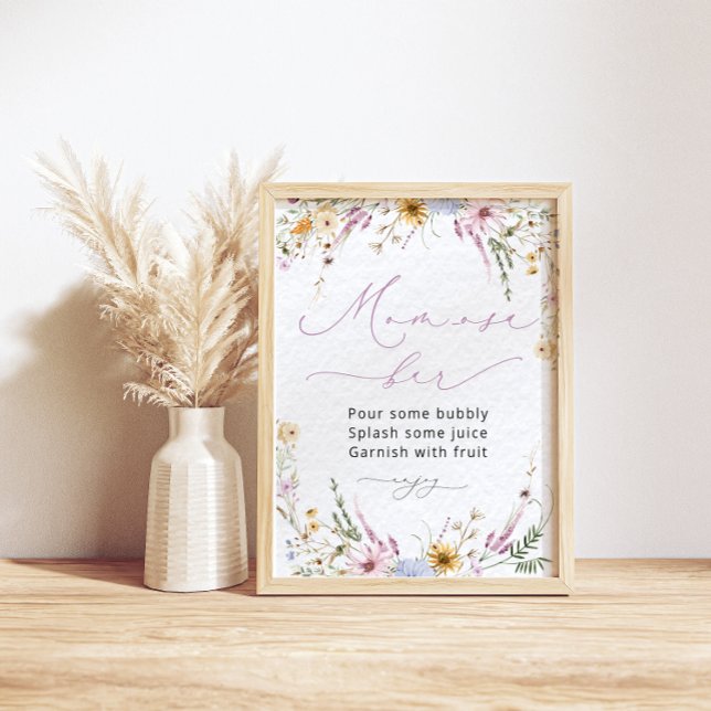 Cute Floral Wildflowers Mom-osa Bar Poster (Creator Uploaded)