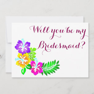 Cute Floral Will You Be My Bridesmaid Invitation
