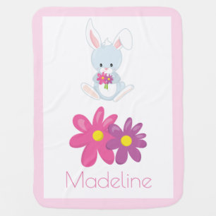 Cute Floral Woodland Baby Bunny Rabbit Blanket