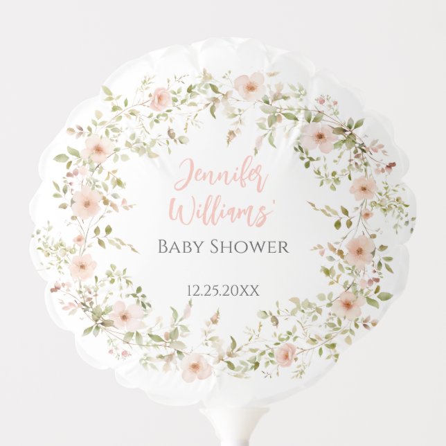 Cute floral wreath baby girl shower gift balloon (Front)