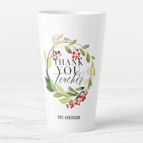 cute floral wreath elegant teacher   latte mug