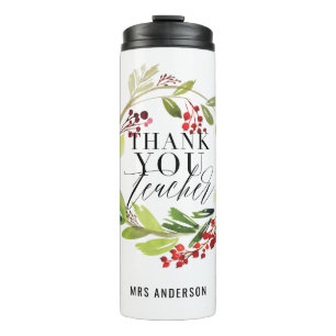 cute floral wreath elegant teacher thermal tumbler