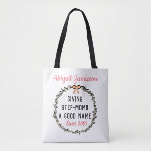 Cute Floral Wreath Step Mom Mothers Day Tote Bag