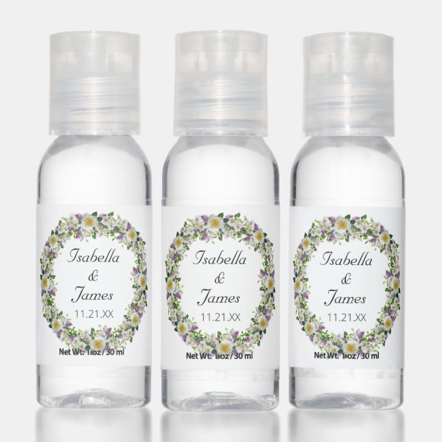 Cute floral wreath Wedding favor Hand Sanitizer (Set)