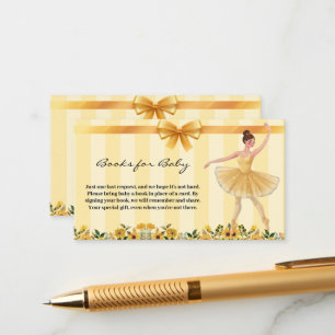 Cute Floral Yellow Ballerina Ribbon Baby Shower Enclosure Card