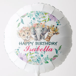 Cute Floral zoo jungle Animals Birthday Welcome  Balloon