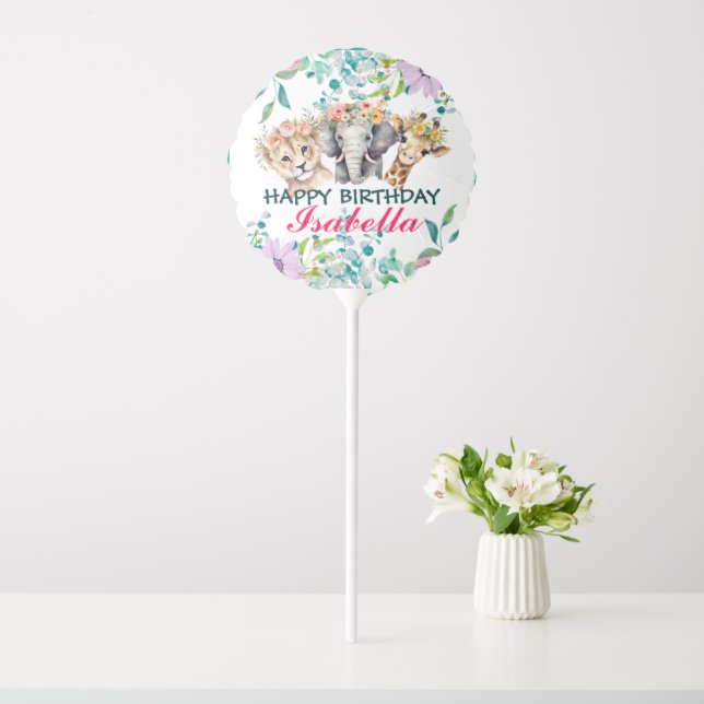 Cute Floral zoo jungle Animals Birthday Welcome  Balloon (In SItu)