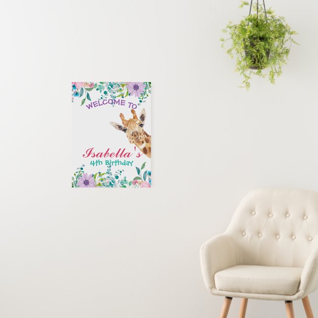 Cute Floral zoo jungle Animals Birthday Welcome  Foam Board (In Situ (Wall))