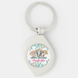Cute Floral zoo jungle Animals Birthday Welcome  Keychain