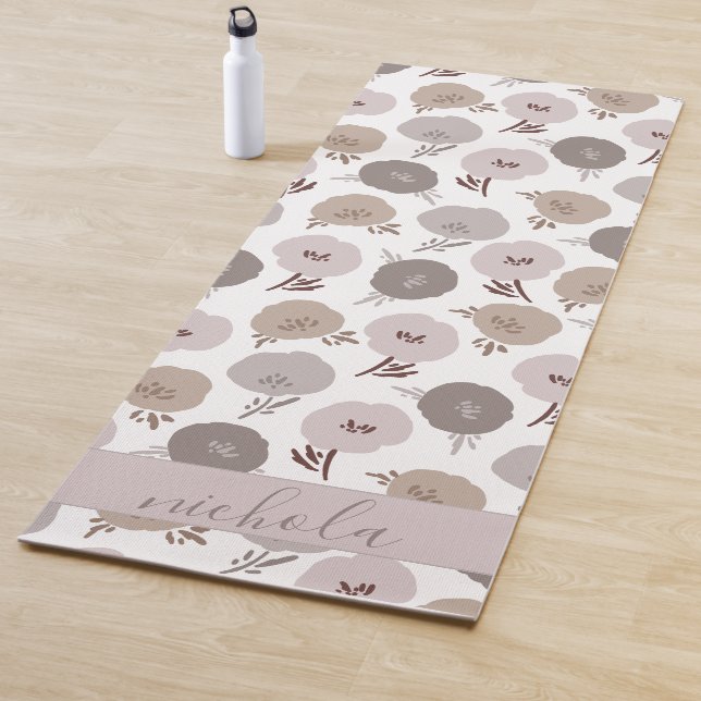Cute Florals Gray Violet Yoga Mat (In Situ)