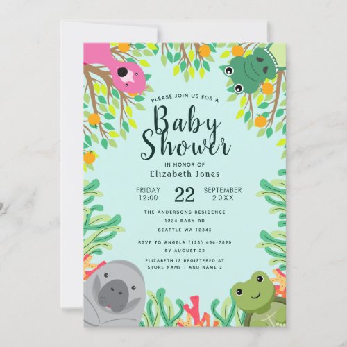 Cute Florida Animals Baby Shower Invitation