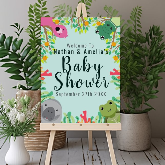 Cute Florida Animals Baby Shower Welcome Sign (Creator Uploaded)