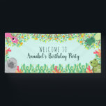 Cute Florida Animals Wild One Kids Birthday Banner<br><div class="desc">Celebrate with this Cute Florida Animals Wild One Kids Birthday design. This design features a border of foliage and cute animals,  a Manatee,  Flamingo,  Gator,  and Turtle. You can customize this further by clicking on the "PERSONALIZE" button. Matching Items in our shop for a complete party theme.</div>