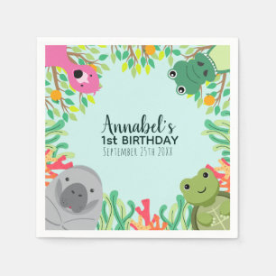 Cute Florida Animals Wild One Kids Birthday Napkins