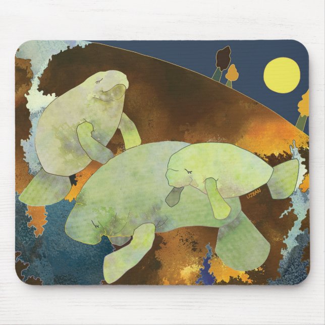 Cute Florida Manatees Mouse Pad (Front)