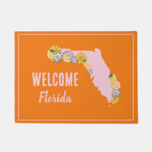Cute Florida State Map Welcome  Doormat