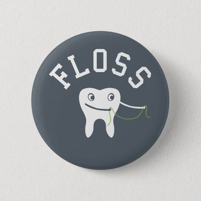 Cute Floss Tooth Button (Front)