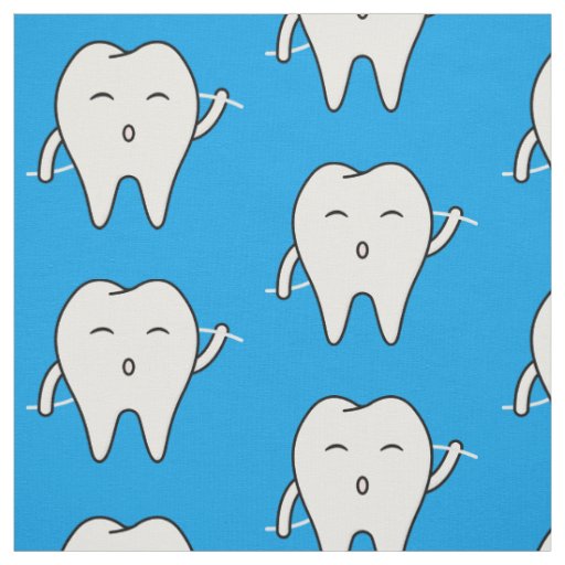 Cute Flossing Teeth Pattern Fabric