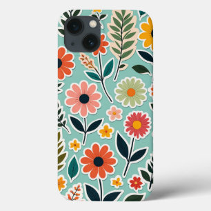 Cute Flower Art Sticker Pattern Spring Wildflowers iPhone 13 Case