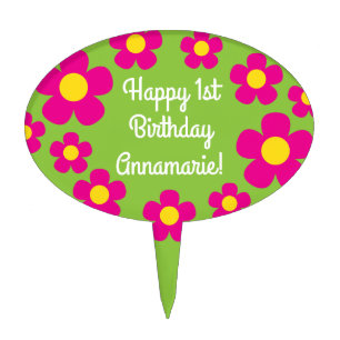 Cute Flower Birthday Party Cake Topper