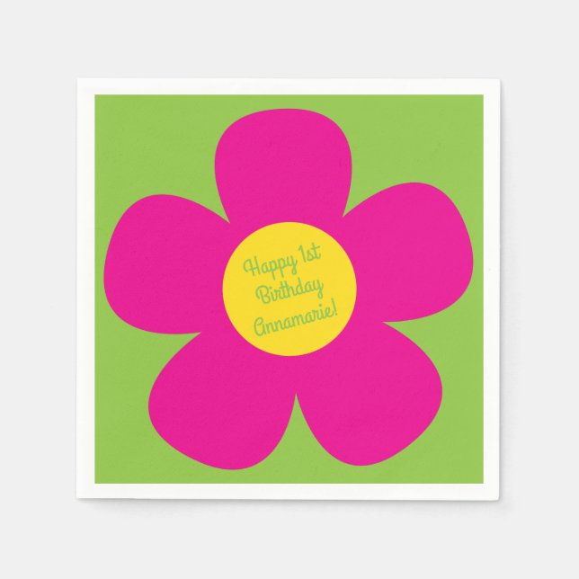 Cute Flower Birthday Party Napkins (Front)
