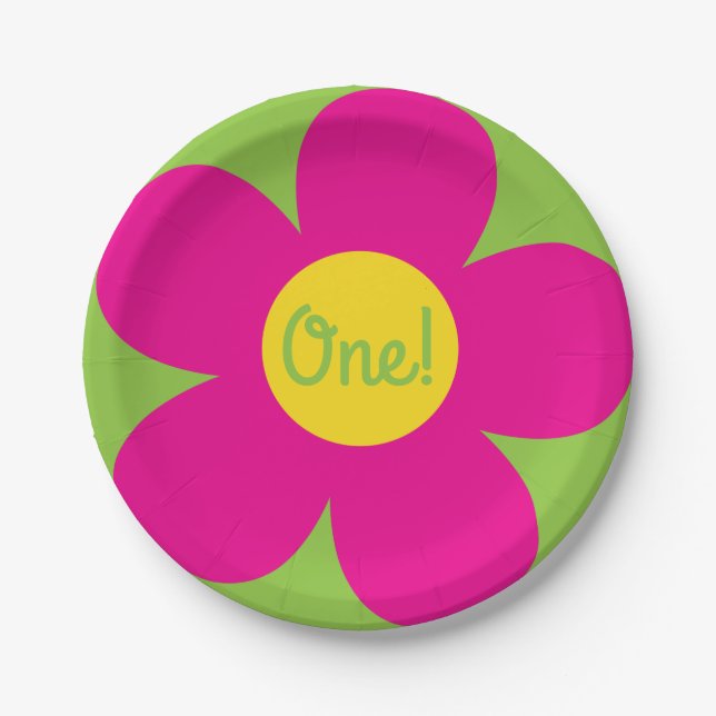 Cute Flower Birthday Party Paper Plates (Front)