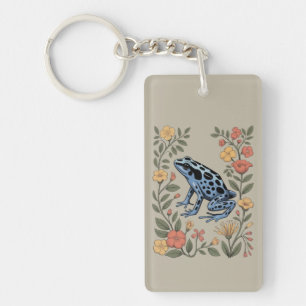 Cute Flower Blue Poison Dart Frog Toad Frog Lover Keychain