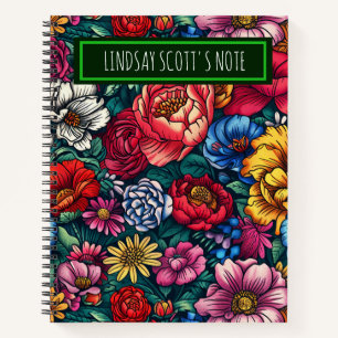 Cute Flower Bouquet Custom Name Journal