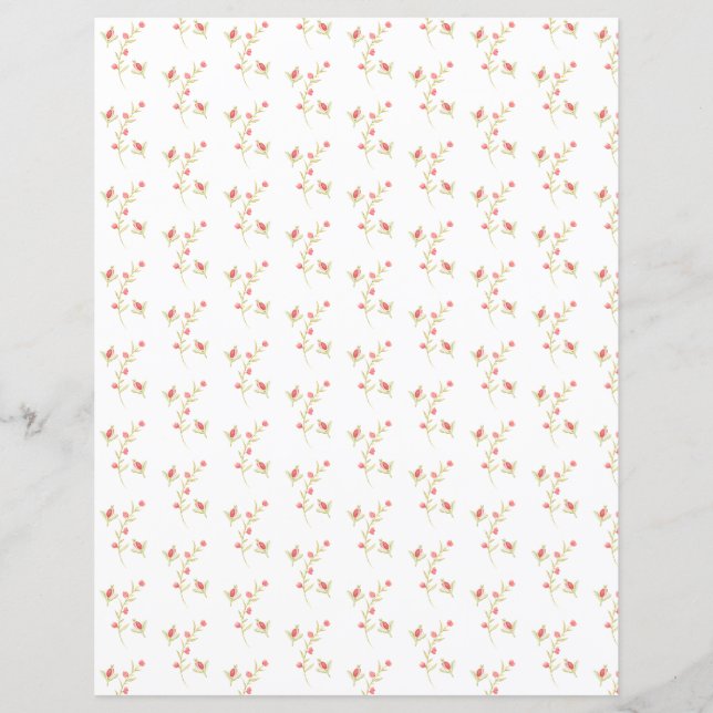 Cute Flower Buds on White Scrapbook Sheet (Front)