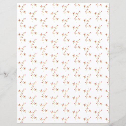 Cute Flower Buds on White Scrapbook Sheet