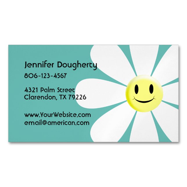 Cute Flower Business Card Magnet (Front)