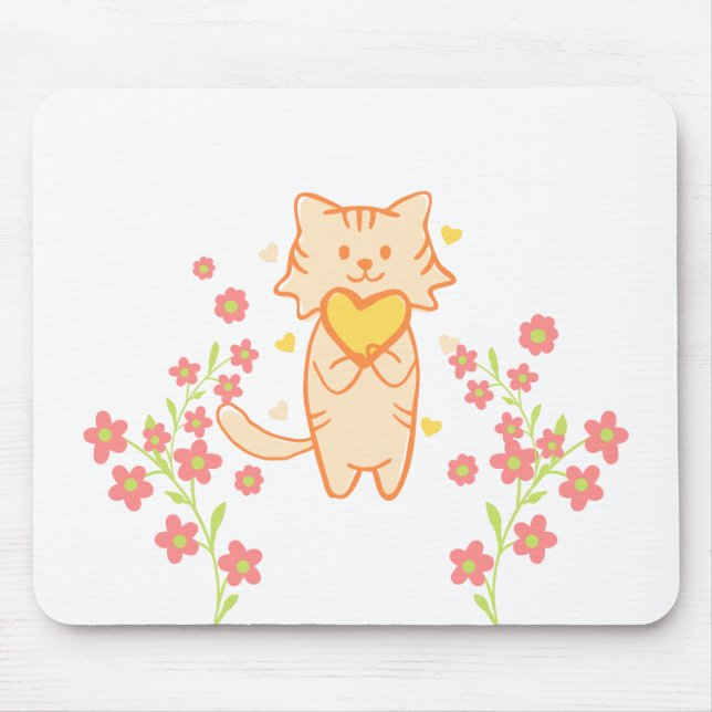 Cute Flower Cat Mouse Pad (Front)