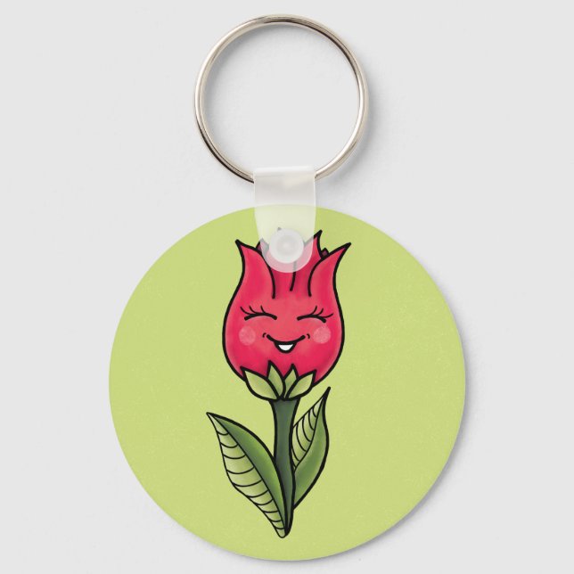 Cute Flower Character Girly Keychain (Front)
