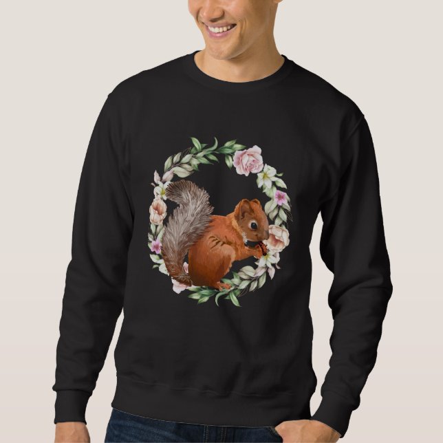 Cute Flower Circle And Squirrel  Animal & Nature Sweatshirt (Front)