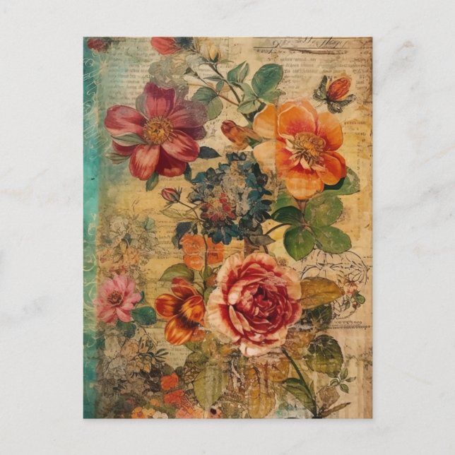 Cute Flower Collage Postcard (Front)