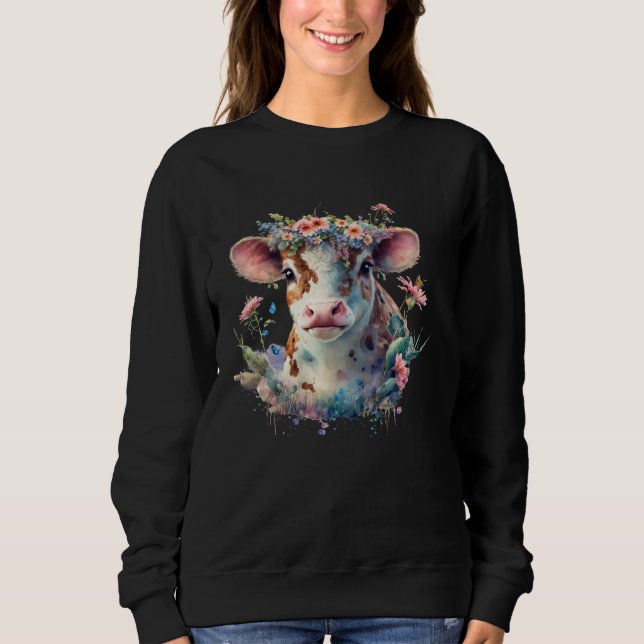 Cute Flower Cow Sweatshirt (Front)