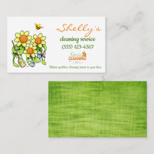 Cute Flower Design House Cleaning Services Business Card