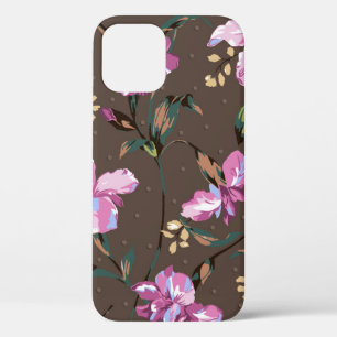 cute flower design textile illustrationart, backgr iPhone 12 case