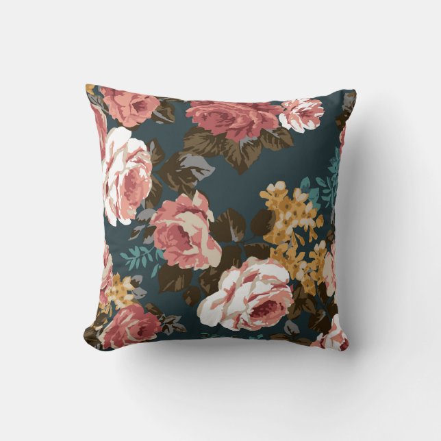 cute flower design textile illustrationart, patter throw pillow (Front)