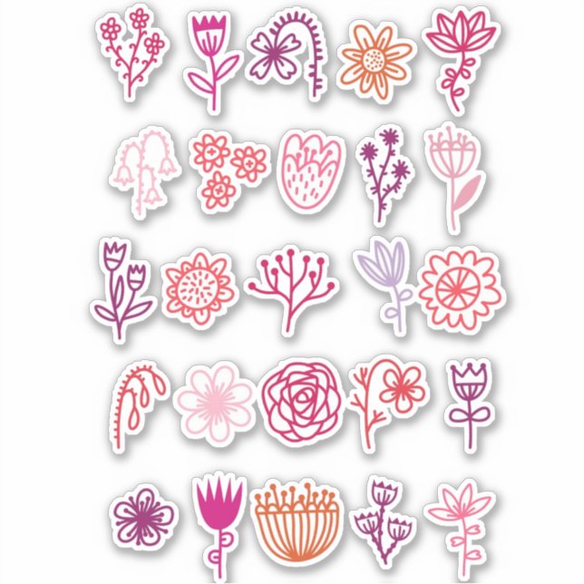Cute Flower Doodle  Sticker (Front)