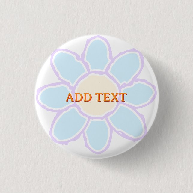  Cute Flower Drawing Custom Text Button (Front)