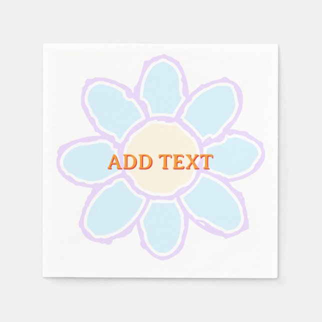  Cute Flower Drawing Custom Text Napkins (Front)